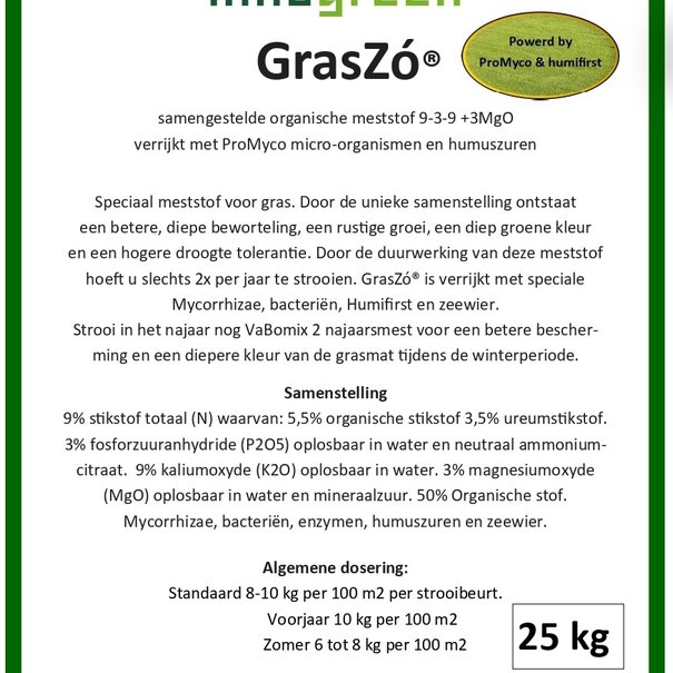 Innogreen GrasZó | NPK 9-3-9 + 3 Mgo met humifirst