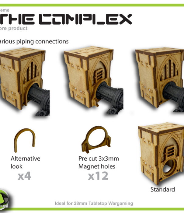 Complex Small Straight Gothic Wall Section Set w Hole  6pk