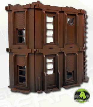 Large reverse angled ruined building