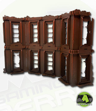 Large angled ruined building