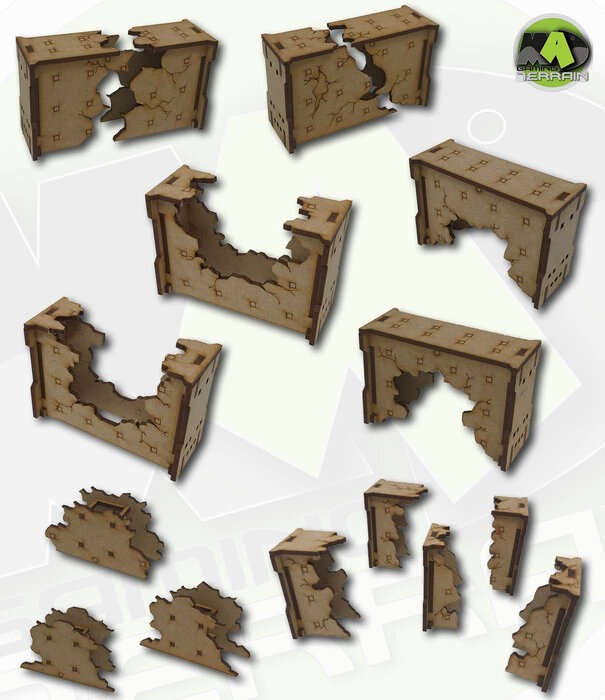 Complex Ruined wall section set