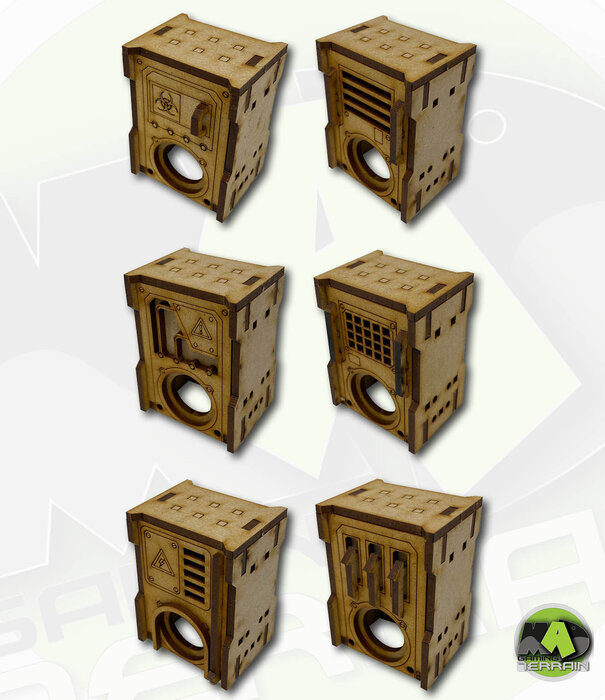 Complex Small Straight Industrial Wall Section Set w Hole  6pk