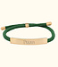 Elegante Armband Van Groene Paracord Met Goudkleurig Naamplaatje