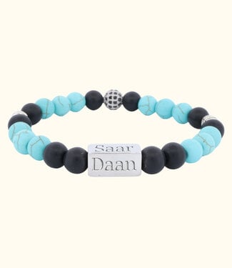 Briansa Armband met turquoise kralen en namen