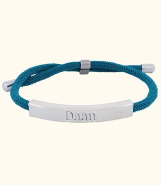 Briansa Armband met zilver naamplaatje in blauw