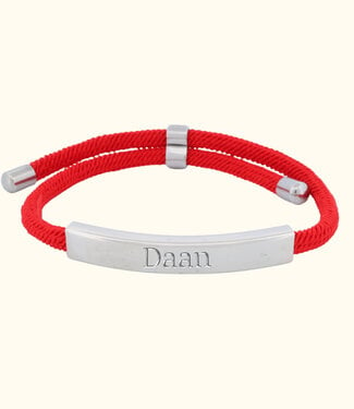 Briansa Armband Met Zilver Naamplaatje In Rood