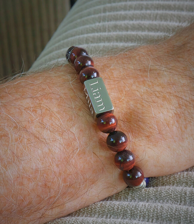 Unieke natuurstenen kralen armband met vier namen naar keuze