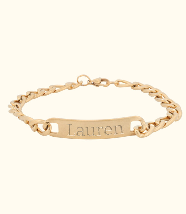 Stijlvolle plaatarmband met gourmet schakel en ruimte voor gravering