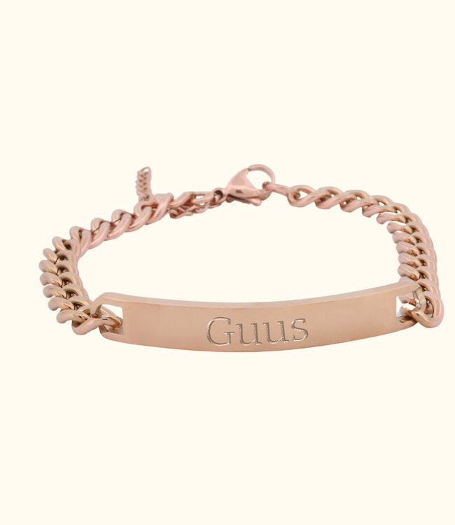 Elegante plaatarmband met gourmet schakel en ruimte voor gravering