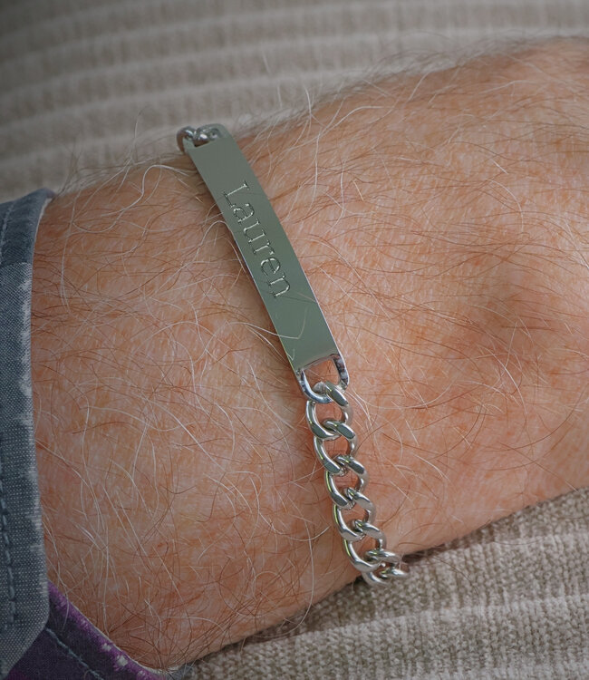 Elegante plaatarmband met gourmet schakel en ruimte voor gravering