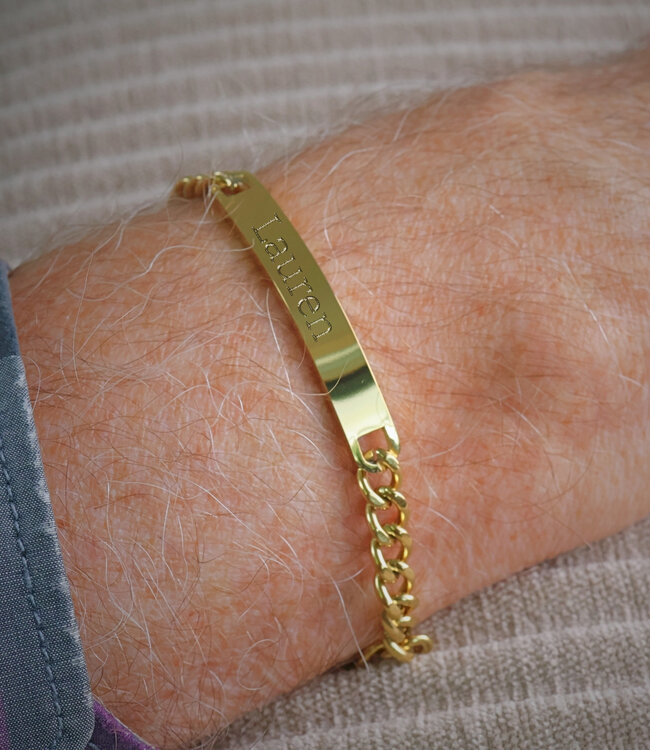 Elegante plaatarmband met gourmet schakel en ruimte voor gravering