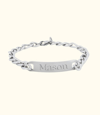 Briansa Graveer Armband Met Figaro Schakel