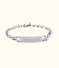 Elegante figaro schakel armband met gepersonaliseerd graveerplaatje in zilver of goud kleur