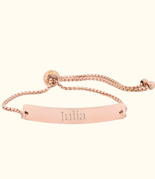 Moderne slide armband met naam en verstelbare schuifsluiting