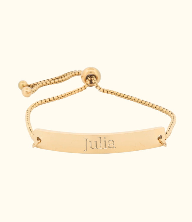 Moderne slide armband met naam en verstelbare schuifsluiting