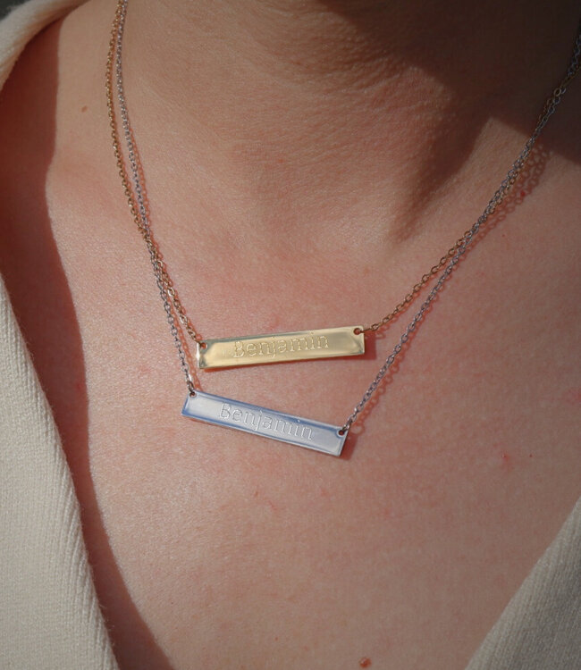 Bar ketting met elegante hanger voor naamgravering