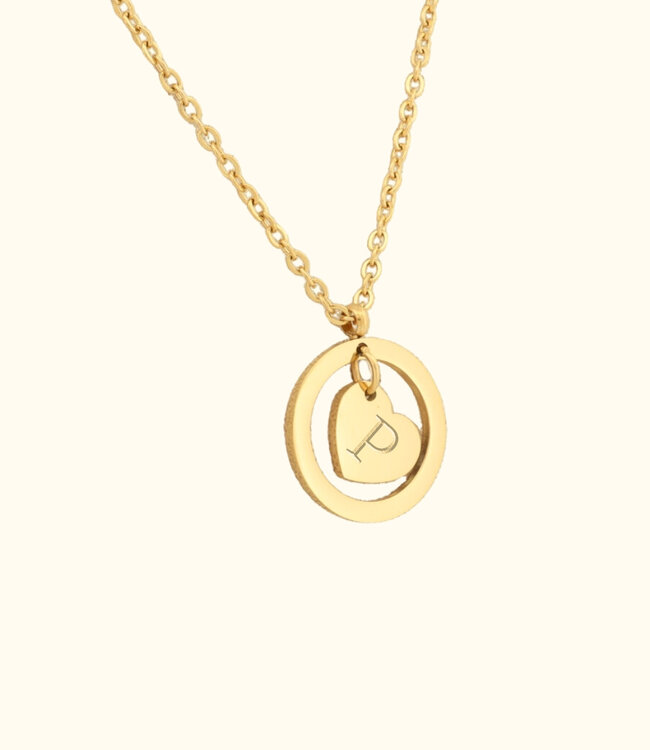 Persoonlijke Ketting met hart hangertje en zelf gekozen gegraveerde letter