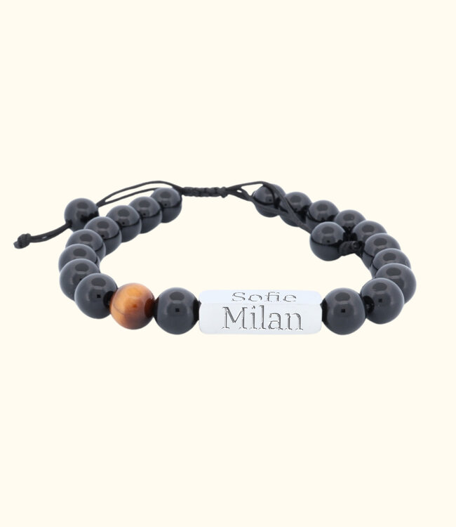 Unieke kralen armband met gepersonaliseerde naamplaat