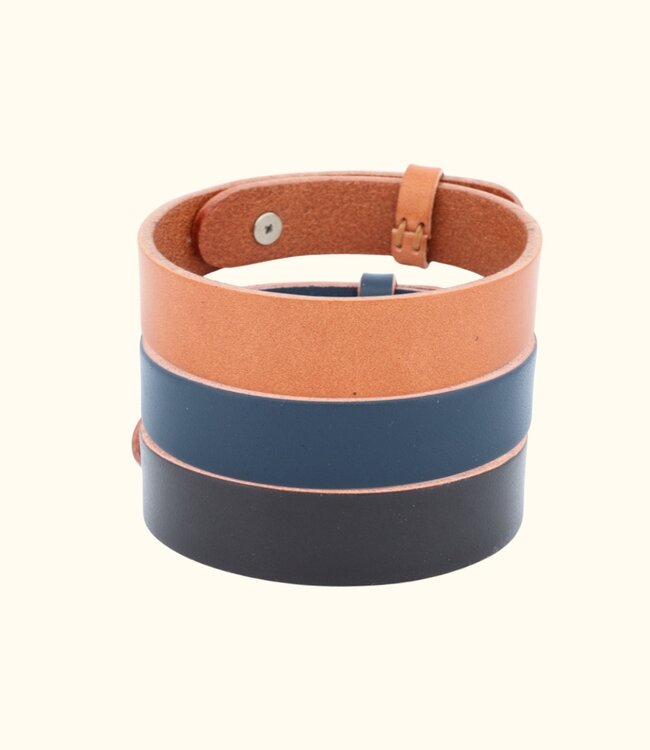 Leren armband met ruimte voor mesh bedels in diverse kleuren