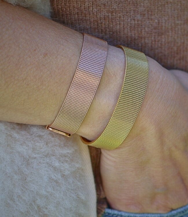 Stijlvolle stainless steel mesh armband voor bedels en gravure