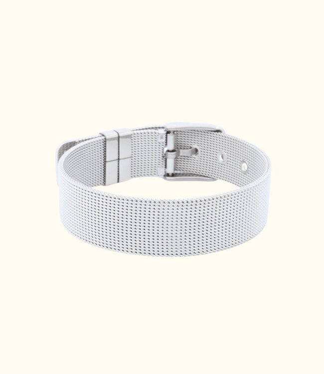 Stijlvolle stainless steel mesh armband voor bedels en gravure