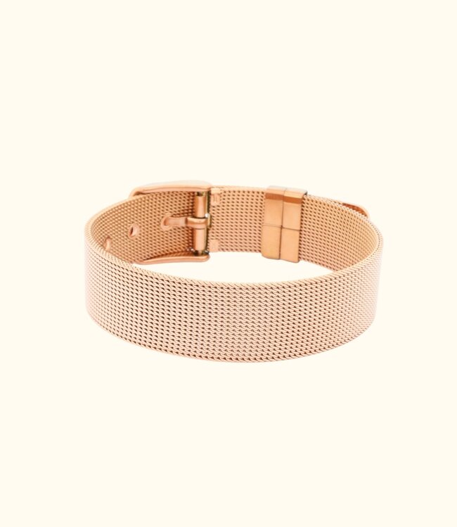 Stijlvolle stainless steel mesh armband voor bedels en gravure