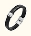 Gevlochten leren armband met 1 t/m 6 graveerplaatjes voor een persoonlijke touch
