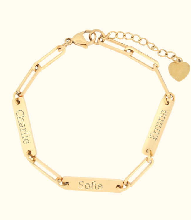Elegante Dames Armband Met Graveerplaatjes Voor Persoonlijke Namen