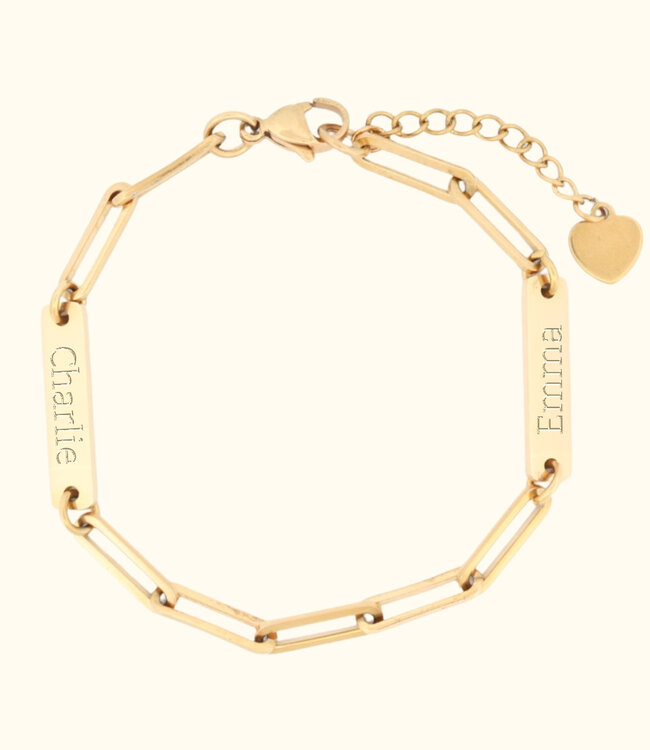 Elegante Dames Armband Met Graveerplaatjes Voor Persoonlijke Namen