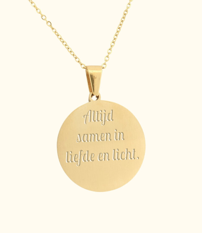 Elegante Ketting Met Ronde Hanger Met Strass Voor Gegraveerde Foto