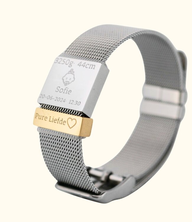 Geboorte armband met naam en geboortedatum van dochter voor moeders