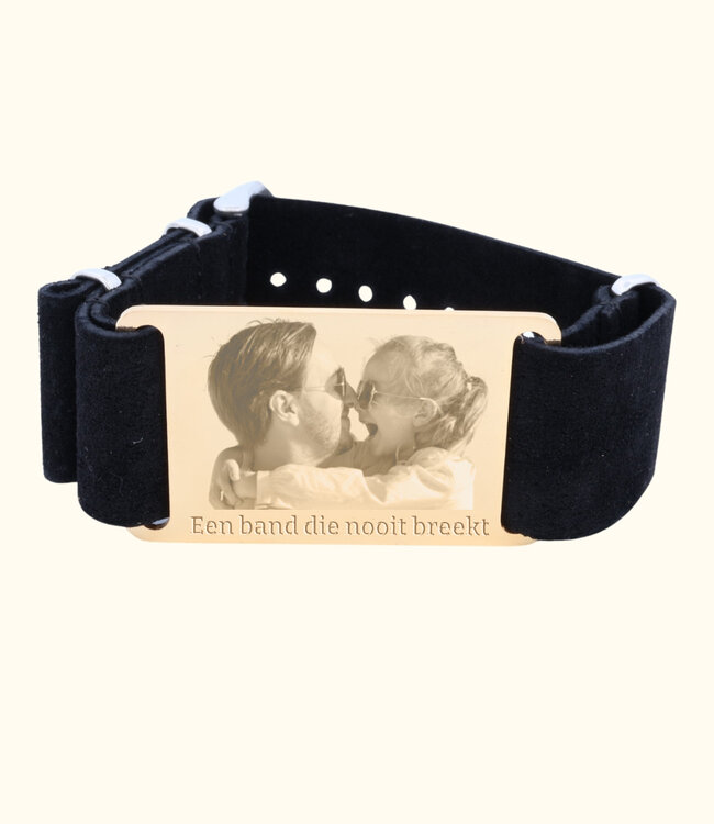 Stijlvolle Heren Armband Van Leer Met Gegraveerde Foto