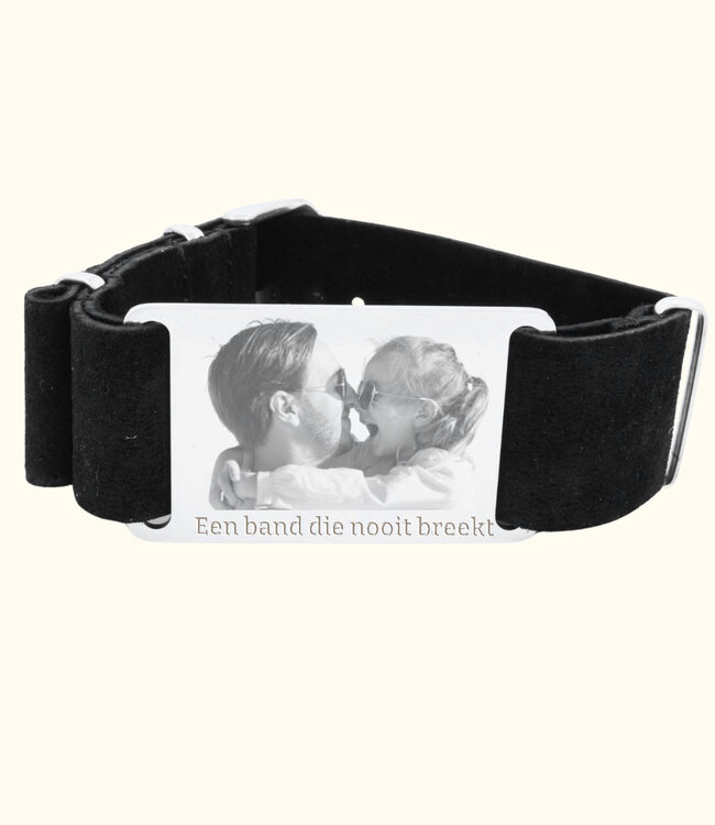 Stijlvolle Heren Armband Van Leer Met Gegraveerde Foto