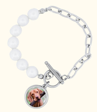 Briansa RVS foto armband Met Parels