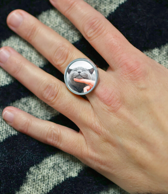 Elegant Verstelbare Foto Ring van Stainless Steel