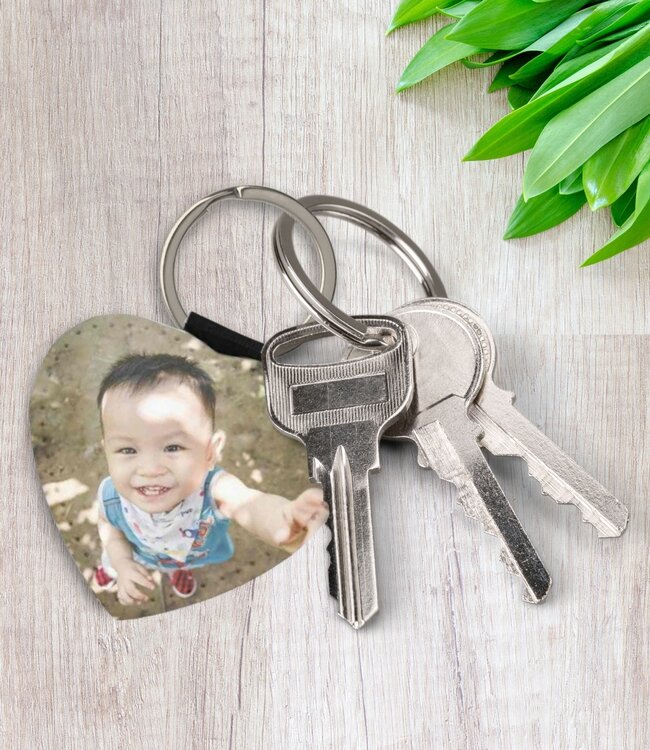 Persoonlijke Hartvormige Glitter Sleutelhanger Met Jouw Eigen Foto