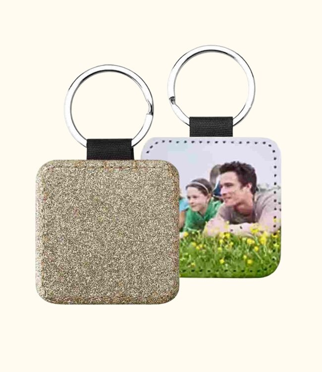 Leuke Vierkante Glitter Sleutelhanger Met Jouw Eigen Foto