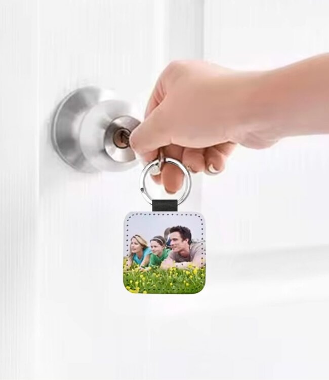 Leuke Vierkante Glitter Sleutelhanger Met Jouw Eigen Foto
