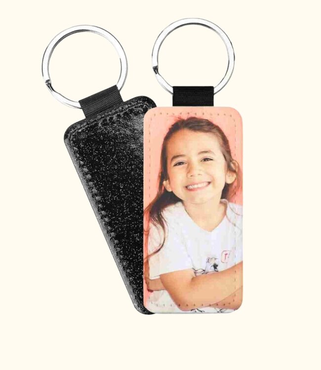 Modieuze Rechthoekige Glitter Sleutelhanger Met Jouw Eigen Foto