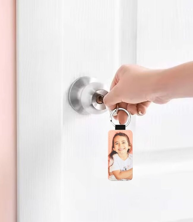 Modieuze Rechthoekige Glitter Sleutelhanger Met Jouw Eigen Foto