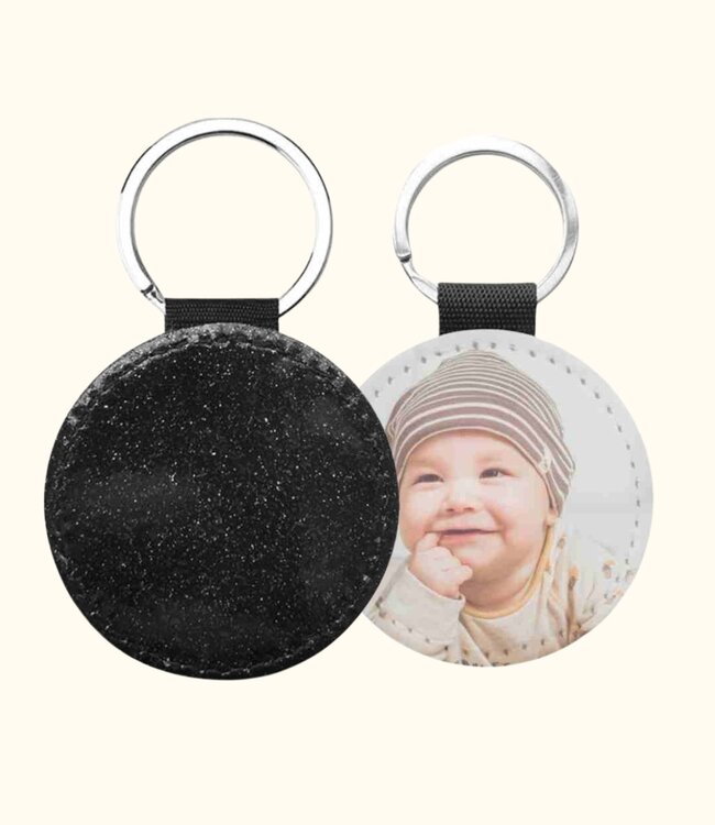 Hippe Ronde Glitter Sleutelhanger Met Eigen Foto