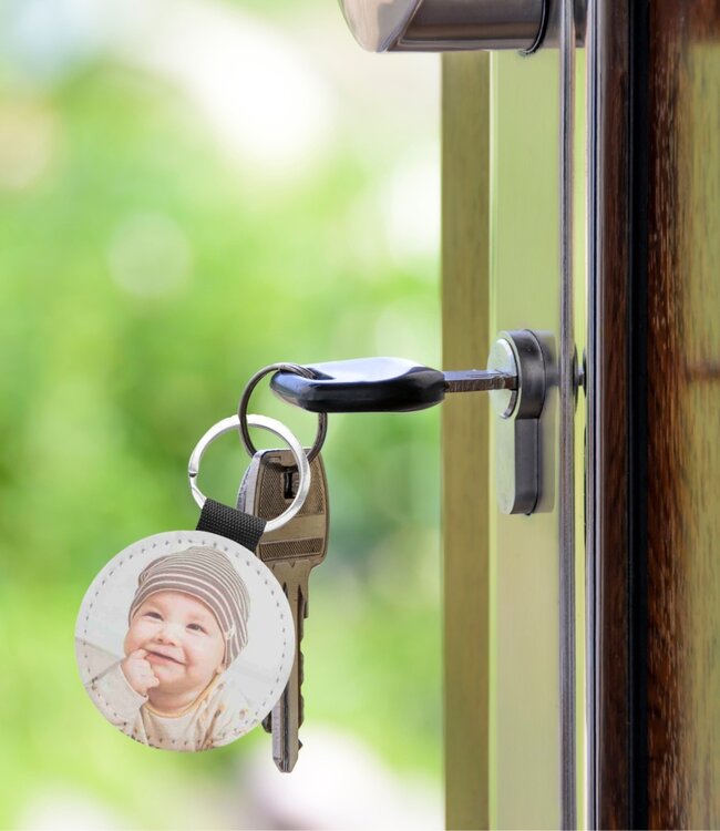 Hippe Ronde Glitter Sleutelhanger Met Eigen Foto