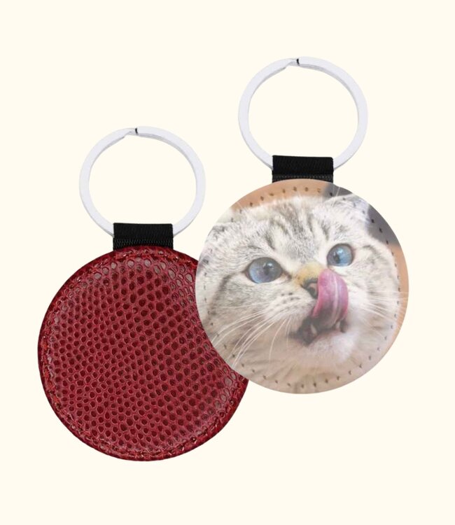 Elegante Croco Leren Sleutelhanger Met Jouw Eigen Foto Rond