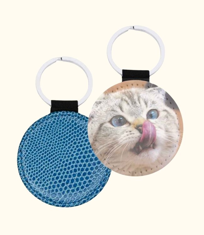 Elegante Croco Leren Sleutelhanger Met Jouw Eigen Foto Rond