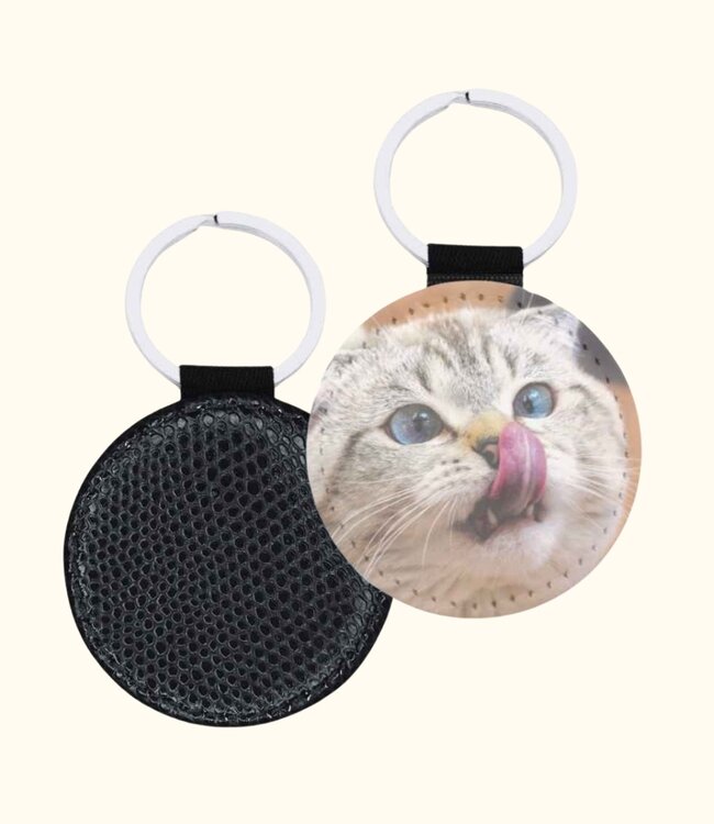 Elegante Croco Leren Sleutelhanger Met Jouw Eigen Foto Rond