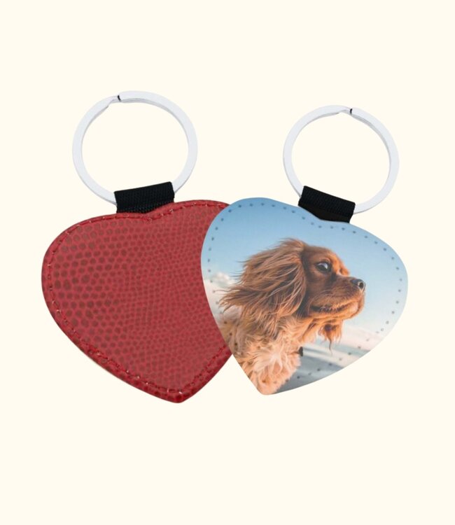 Elegante Croco Leren Hart Sleutelhanger Met Jouw Foto