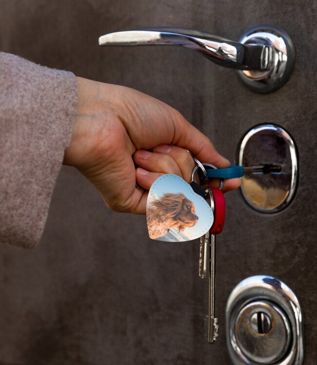 Elegante Croco Leren Hart Sleutelhanger Met Jouw Foto