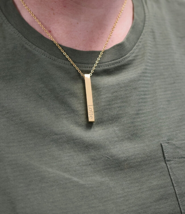 Stijlvolle Heren Bar Ketting Met Namen Graveren