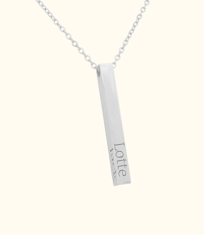 Stijlvolle Heren Bar Ketting Met Namen Graveren