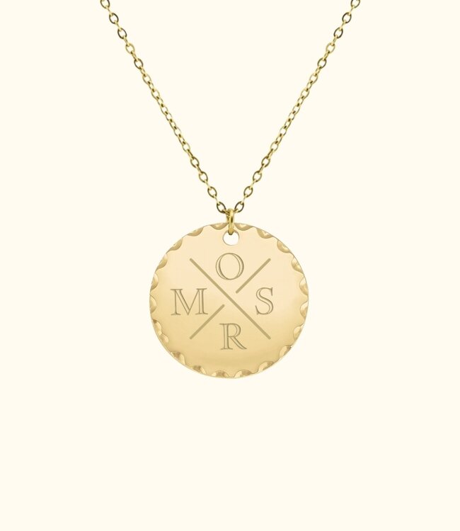 Elegante Munt Ketting Met Letters Gegraveerd
